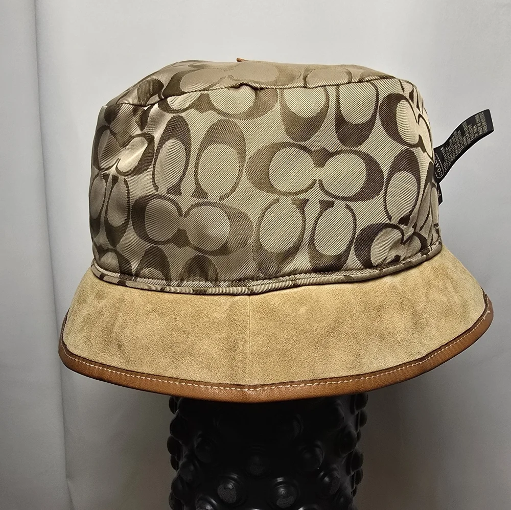 Coach Bucket Hat Y2K Vintage Leather Suede - Picture 7 of 8